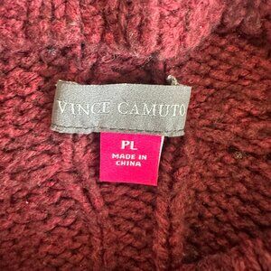 Vince Camuto Cable Knit Sweater – Petite Large (PL), Burgundy Red